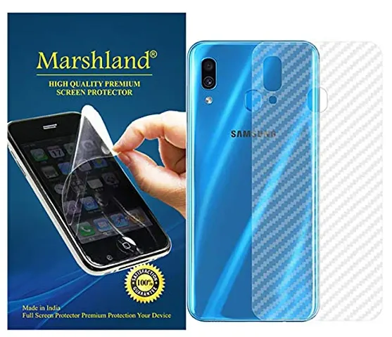 MARSHLAND 3D Carbon Fiber Flexible Back Screen Protector Anti Scratch Bubble Free Back Screen Guard Compatible for Samsung Galaxy A20 (Pack of 2)