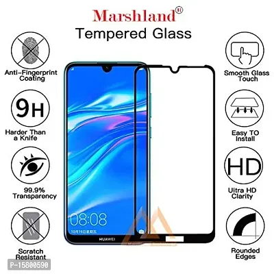 MARSHLAND Screen Protector 9H Full Glue Anti Scratch Oleo Phobic Coating Bubble Free Tempered Glass Compatible for Huawei Y7 Prime 2019 (Black)-thumb3