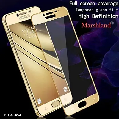 MARSHLAND Full Glue Screen Protector Anti Scratch Bubble Free Edge to Edge Tempered Glass for Samsung Galaxy j7 Duo (Gold)-thumb4