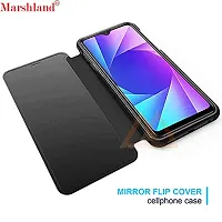 Marshland Luxury Clear View Mirror Case Kickstand Design Stylish Flip Cover Compatible for Vivo Y95 (Black)-thumb1