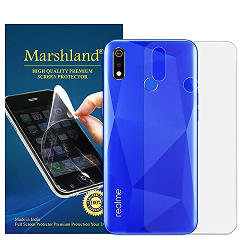 MARSHLAND TPU Back Screen Protector 3D Design Anti Scratch Bubble Free Back Screen Guard Compatible for Realme 3i (Transparent) Pack of 2