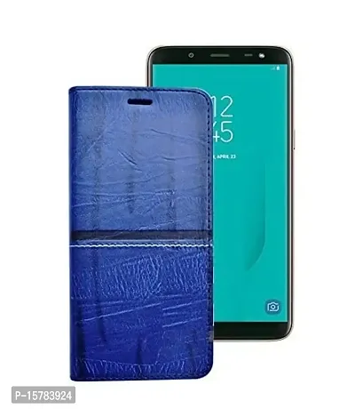 Marshland Flip Cover for Samsung Galaxy J6 Plus Leather Inner Soft Silicon Case Wallet Design with Kickstand Flip (Blue)-thumb0