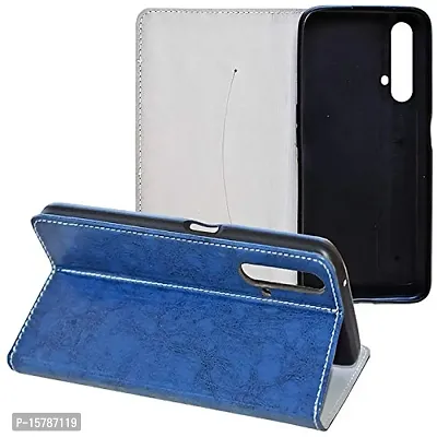 MARSHLAND Leather Inner Soft Silicon Kick Stand Wallet Flip Cover Compatible for Realme X50 (Blue)-thumb3