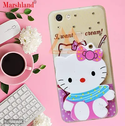 Marshland Hello Kitty with Makeup Mirror Diamond Stones Silicon Back Case All Round Protection Back Cover Compatible for Vivo V7-thumb3