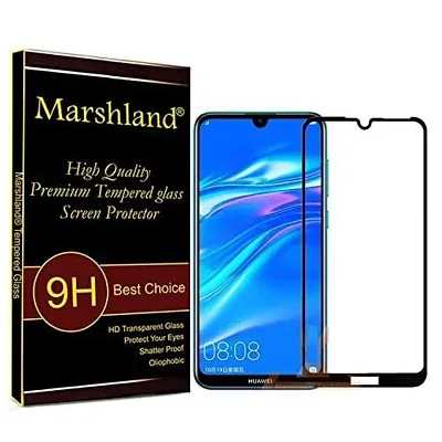 MARSHLAND Screen Protector 9H Full Glue Anti Scratch Oleo Phobic Coating Bubble Free Tempered Glass Compatible for Huawei Y7 Prime 2019 (Black)