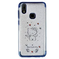 Marshland Designer Transparent Case with Shimmer Poly Diamond Stones Printed Soft Silicon Back Cover Compatible for Vivo V11i (Blue)-thumb1