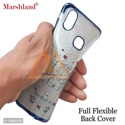 Marshland Designer Transparent Case with Shimmer Poly Diamond Stones Printed Soft Silicon Back Cover Compatible for Vivo V11i (Blue)-thumb3