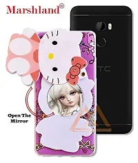 Fancy Creative Back Cover Hello Kitty with Makeup Mirror Stylish Diamond Stones Soft Silicon Printed Rubber Compatible with HTC one x10 by Pack of 2-thumb2