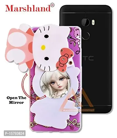 Fancy Creative Back Cover Hello Kitty with Makeup Mirror Stylish Diamond Stones Soft Silicon Printed Rubber Compatible with HTC one x10 by Pack of 2-thumb3