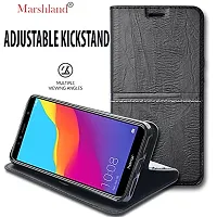 MARSHLAND Flip Cover for Huawei Honor 7A Leather Flip Cover Dual Protection Inner Soft Silicon Wallet case (Black)-thumb1