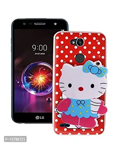 MARSHLAND Stylish Diamond Stones 3D Cartoon Hello with Makeup Mirror Back Cover Compatible for LG X Power 3 Pack of 2