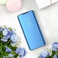 MARSHLAND Luxury Clear View Standing Mirror Kickstand Design Stylish flip Cover Compatible for Redmi Poco M3(Blue)-thumb4