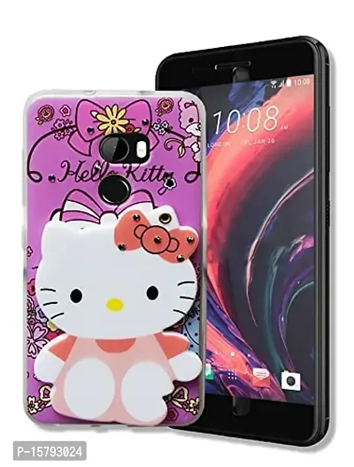 Fancy Creative Back Cover Hello Kitty with Makeup Mirror Stylish Diamond Stones Soft Silicon Printed Rubber Compatible with HTC one x10 by Pack of 2