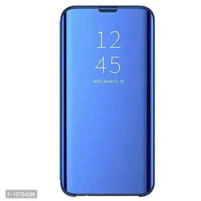 MARSHLAND Hard Silicon Standing Mirror Kickstand Design Flip Cover Compatible for Vivo V15 Pro (Blue)