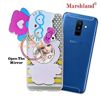 MARSHLAND Stylish Diamond Stones and Creative Soft Silicon Rubber 3D Cartoon Hello Kitty with Makeup Mirror Back Cover for Samsung Galaxy A6 Plus (Multicolor)-thumb1