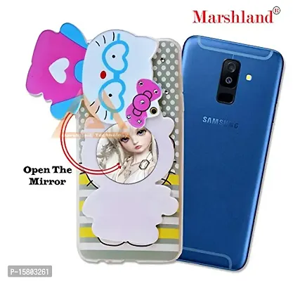 MARSHLAND Stylish Diamond Stones and Creative Soft Silicon Rubber 3D Cartoon Hello Kitty with Makeup Mirror Back Cover for Samsung Galaxy A6 Plus (Multicolor)-thumb2