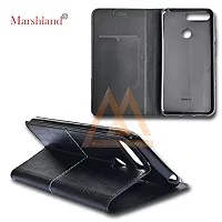 MARSHLAND Flip Cover for Huawei Honor 7A Leather Flip Cover Dual Protection Inner Soft Silicon Wallet case (Black)-thumb2