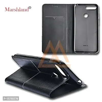 MARSHLAND Flip Cover for Huawei Honor 7A Leather Flip Cover Dual Protection Inner Soft Silicon Wallet case (Black)-thumb3