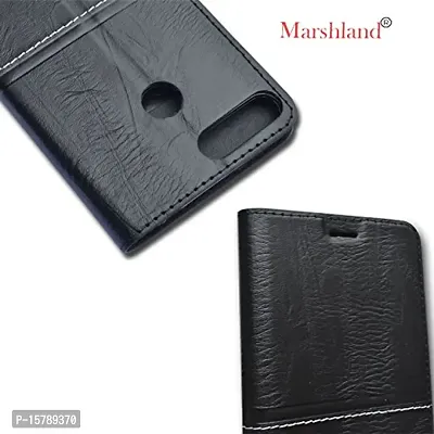 MARSHLAND Flip Cover for Huawei Honor 7A Leather Flip Cover Dual Protection Inner Soft Silicon Wallet case (Black)-thumb5