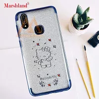 Marshland Designer Transparent Case with Shimmer Poly Diamond Stones Printed Soft Silicon Back Cover Compatible for Vivo V11i (Blue)-thumb4