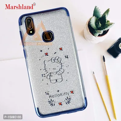 Marshland Designer Transparent Case with Shimmer Poly Diamond Stones Printed Soft Silicon Back Cover Compatible for Vivo V11i (Blue)-thumb5