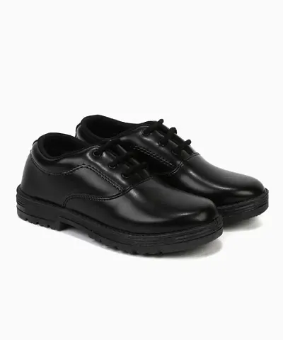 Stylish Synthetic Black Solid Lace-up Formal Shoes For Boys