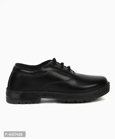 Stylish Synthetic Black Solid Lace-up Formal Shoes For Boys-thumb3