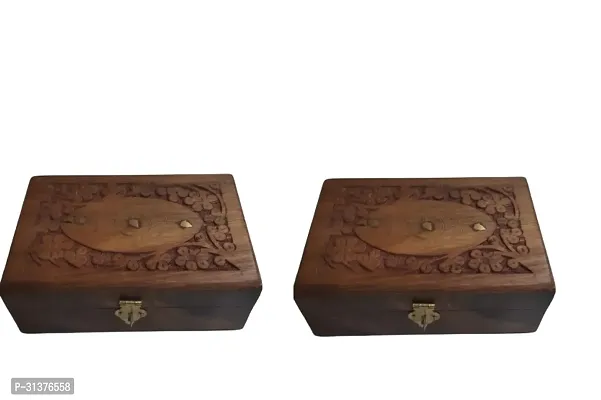 Wood Decorated With Brass Size LxBxH 10x6x2.5 Inch Jewellery Box Pack of 2-thumb0