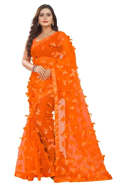 Beautiful Net Saree With Blouse Piece For Women