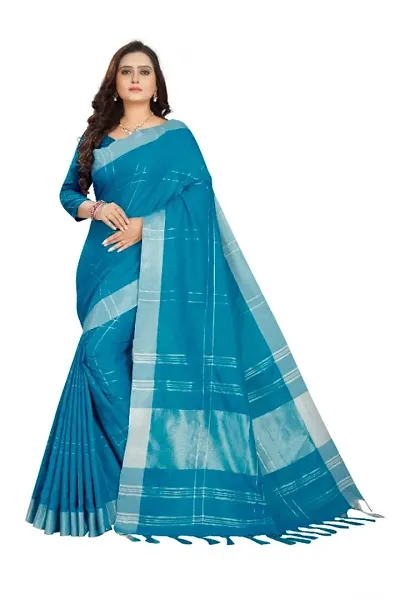 Classic Blend Checked Saree with Blouse piece