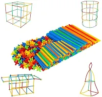 Straw Constructor STEM Toys 100 Pcs Colourful Interlocking Building Toys for 5-12 Year Old Boys and Girls - Preschool Educational Toys for Kids STEM Learning Toy for Colour Awareness AC (50 Straw and 50 Connector)-thumb1