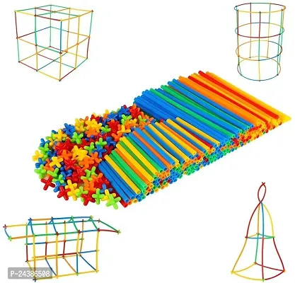 Straw Constructor STEM Toys 100 Pcs Colourful Interlocking Building Toys for 5-12 Year Old Boys and Girls - Preschool Educational Toys for Kids STEM Learning Toy for Colour Awareness AC (50 Straw and 50 Connector)-thumb2