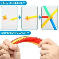 Straw Constructor STEM Toys 100 Pcs Colourful Interlocking Building Toys for 5-12 Year Old Boys and Girls - Preschool Educational Toys for Kids STEM Learning Toy for Colour Awareness AC (50 Straw and 50 Connector)-thumb2