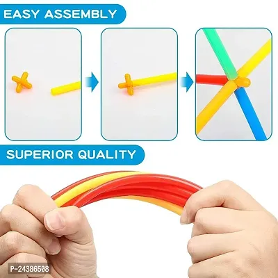 Straw Constructor STEM Toys 100 Pcs Colourful Interlocking Building Toys for 5-12 Year Old Boys and Girls - Preschool Educational Toys for Kids STEM Learning Toy for Colour Awareness AC (50 Straw and 50 Connector)-thumb3