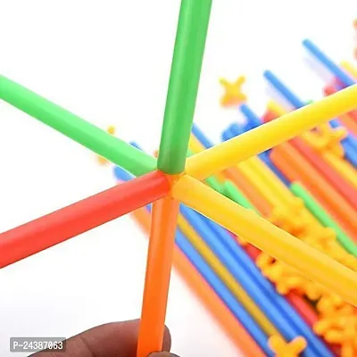 Plastic Pipe Straw Stick Brick Building Block Set 4D Space for Kids Assembly Educational Activity Toy Game Set Pipe Blocks Building Toys 50 Straws and 50 connectors-thumb4