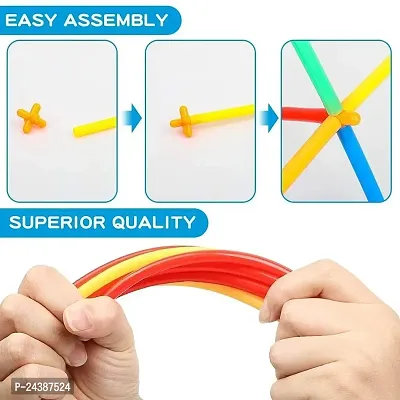 Plastic Pipe Straw Stick Brick Building Block Set 4D Space for Kids Assembly Educational Activity Toy Game Set Pipe Blocks Building Toys 50 Straws and 50 connectors AB-thumb3