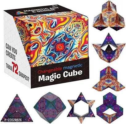 Magic Cube Shape Shifting Puzzle Box - Magnetic Cube Puzzle Fun Cube - Fidget Cube Mind-Challenging Fun Game Magnetic Cube Transforms Into Over 70 Shapes-thumb0