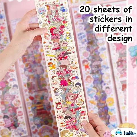 Girl Theme Stickers for Kids, 20 Sheet Stickers, Adorable Japanese Girl Sticker Set