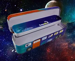 Bus Shape Pencil Box with Wheel Pull and Move Pencil Box (Space Travel Blue)-thumb1