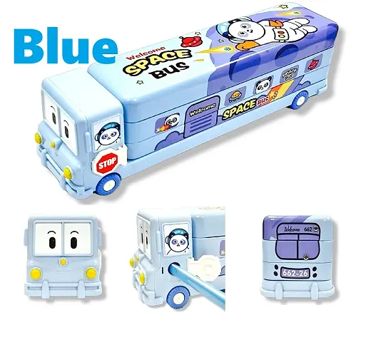 School Bus Pencil Box With Inbuilt Sharpner For Kids