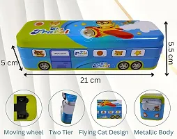 Bus Shape Pencil Box with Wheel Pull and Move Pencil Box (Sky Travel Blue)-thumb1