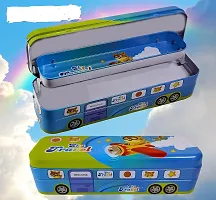 Bus Shape Pencil Box with Wheel Pull and Move Pencil Box (Sky Travel Blue)-thumb2