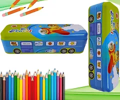 Bus Shape Pencil Box with Wheel Pull and Move Pencil Box (Sky Travel Blue)-thumb3