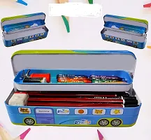 Bus Shape Pencil Box with Wheel Pull and Move Pencil Box (Sky Travel Blue)-thumb4