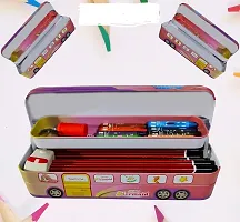 Bus Shape Pencil Box with Wheel Pull and Move Pencil Box (Hellow Mermaid Pink)-thumb2