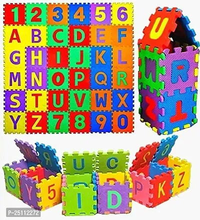 Mini Puzzle Foam Mat for Kids Interlocking Learning Alphabet and Number Mat for Kids Multi Color 36 Pieces