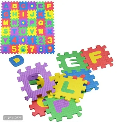 Mini Puzzle Foam Mat for Kids Interlocking Learning Alphabet and Number Mat for Kids Multi Color 36 Pieces