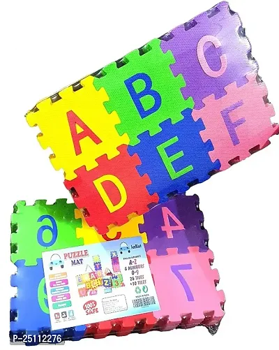 Mini Puzzle Foam Mat for Kids Interlocking Learning Alphabet and Number Mat for Kids Multi Color 36 Pieces