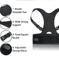 GVV Magnetic Back Brace Posture Corrector Therapy Shoulder Belt for Lower and Upper Back Pain Relief, Posture Corrector Men for Women, (Free Size) (Black)-thumb2