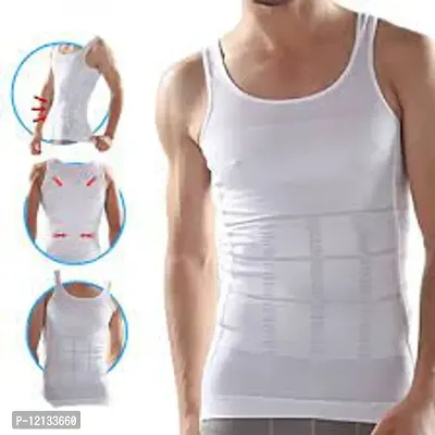 White Cotton Spandex Gym Vest For Men-thumb0